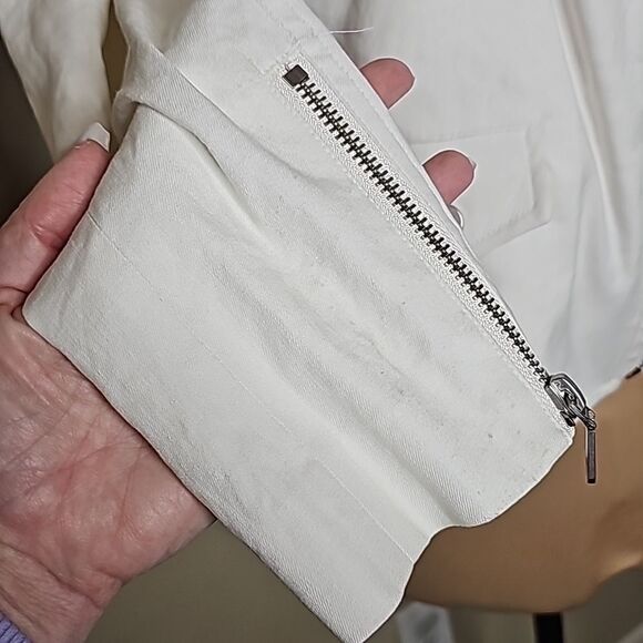 Rebecca Minkoff White Moto Jacket assymetric zip linen blend small - Picture 3 of 9